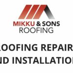 Mikku and Sons Roofing logo, featuring a roof illustration and the text "Roofing Repairs and Installations " on a white background.