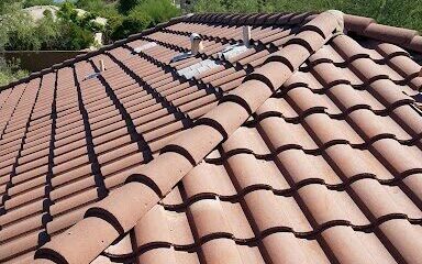 A clay tile roof