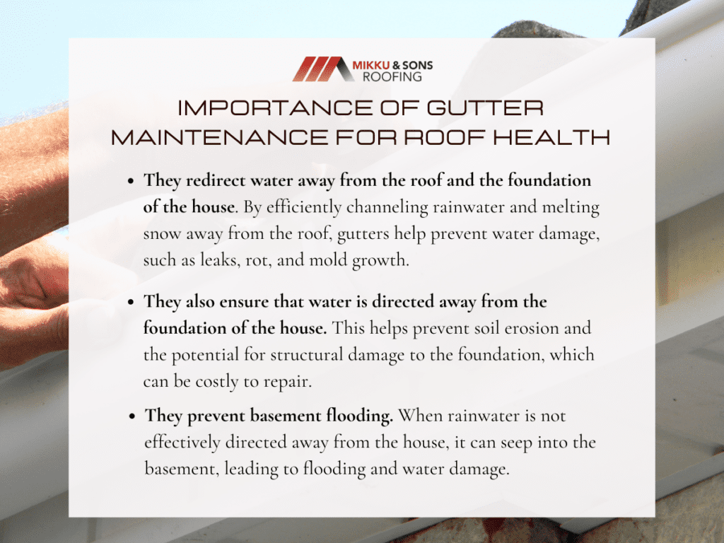 infographic illustration on the importance of gutter maintenance for roof health